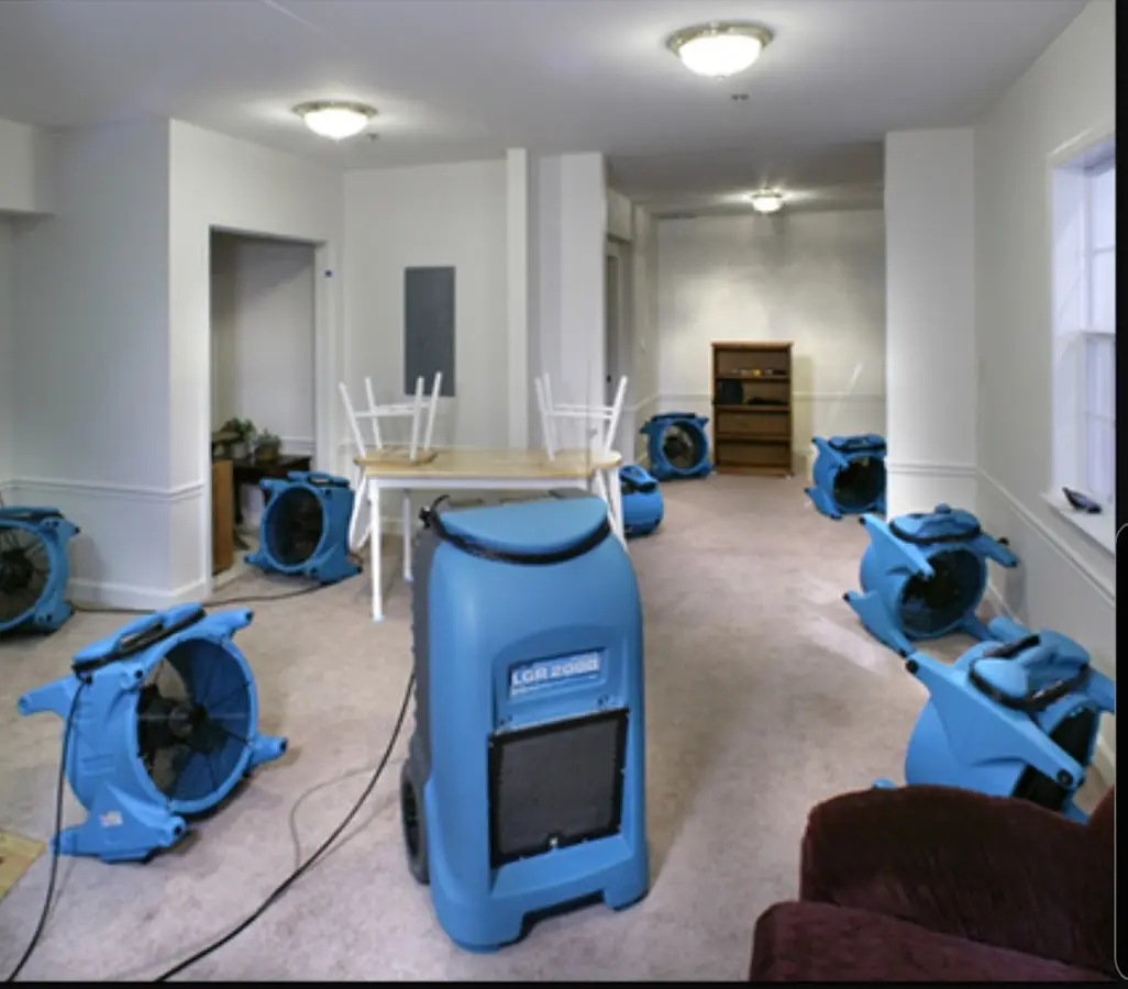 Air movers and dehumidifier setup for Water Extraction & Removal in Homer Glen